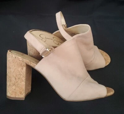 Bloco de cortiça Jessica Simpson Toriah blush/camurça nua peeptoe slingback 10m - Imagem 1 de 4