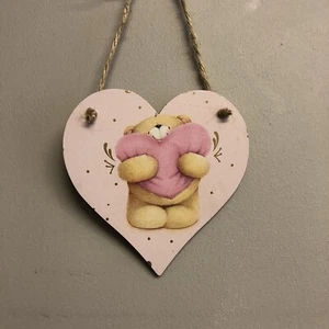 Forever Friends wooden hanging Heart Handmade Decoupaged Valentines Gift - Picture 1 of 1