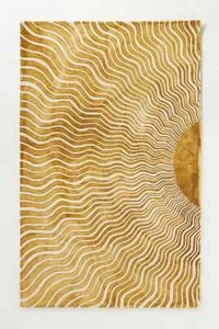 100%Wool Hand Tufted 4x6 Feet Sun Rays Print Hand Made Rug Customized Area Rug - Picture 1 of 13