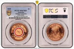 2020 AUSTRALIA QANTAS CENTENARY 1920 - 2020 FLYING KANGAROO $1 COIN PCGS MS67RD - Picture 1 of 1