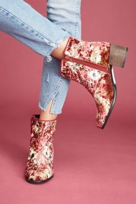 Botines de terciopelo floral Anthropologie Elysess talla 38 nuevos en caja Foto 1 de 3