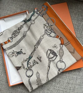 NEW HERMES Chevaux Dechaines 100% Cashmere Shawl 140 Scarf - Picture 1 of 19