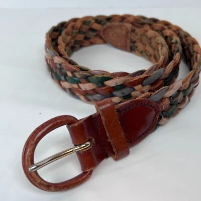 Genuine Leather Braided Belt Multicolor by Country Seat M VTG 90's Adjustable - Image 1 of 4