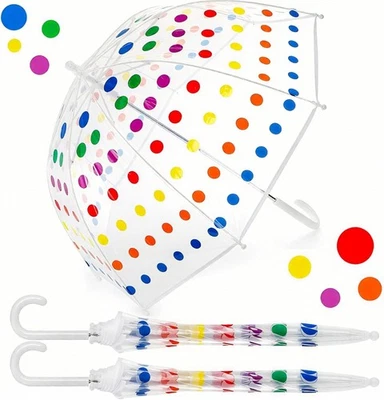 Paquete de 2 paraguas de burbujas transparentes, lindo paraguas domo de puntos con mango de fácil agarre, ligero Foto 1 de 4