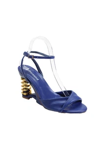 Jeffrey Campbell Womens Leather Open Toe Ankle Strap Sandals Heels Blue Size 7.5 - Foto 1 di 6