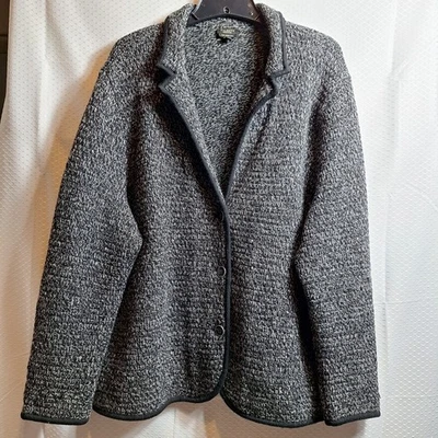 TALBOTS Woman Petites Pure Merino Wool Cardigan Sz 3X/P Black Marled Quiet Luxe - Image 1 of 4