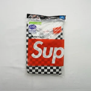 Paquete de 2 camisetas sin etiquetas Supreme X Hanes Checker grandes para hombre ¡NUEVAS! S/S 2018 - Imagen 1 de 3