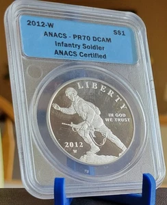 2012-W $1 Infantry Soldier Silver Dollar Proof Coin ANACS PR70 DCAM - Picture 1 of 2