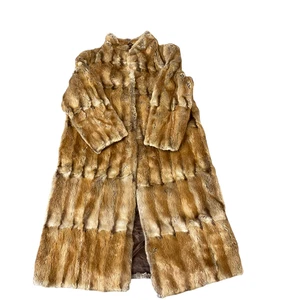 Damen Kunstfell Mantel groß braun gefüttert Plüsch warm Winter volle Länge Langarm - Bild 1 von 3