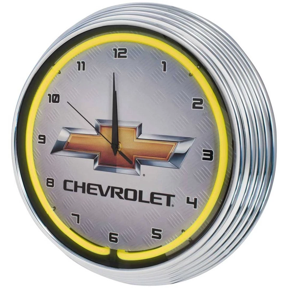 Reloj de Pared Gm Chevrolet Amarillo Neón Coche Sala de Juegos Sótano Cueva Arte de Pared Decoración Foto 1 de 1