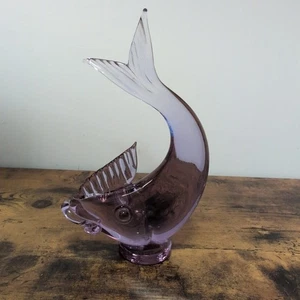 Figura escultura pez cristal púrpura alejandrita neodimio de Murano de colección brillo UV - Imagen 1 de 10