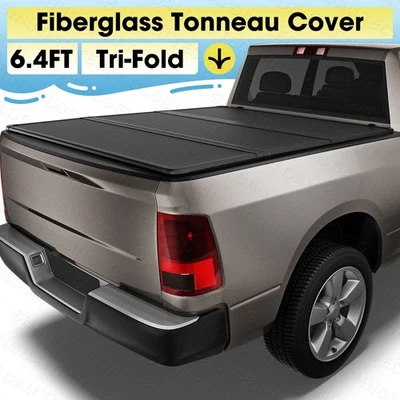 6.4FT 76.3" FRP Hard Tri-Fold Truck Bed Cover for 2002-2025 Ram 1500 2500 3500 - Image 1 of 4