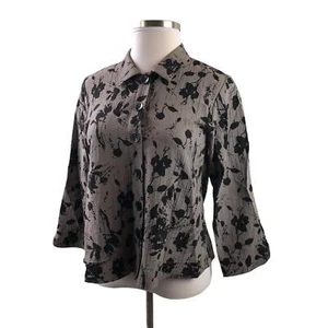 Habitat Floral Splatter Crinkle Struktur Knopfleiste Top Taupe Schwarz Small H10253 - Bild 1 von 11