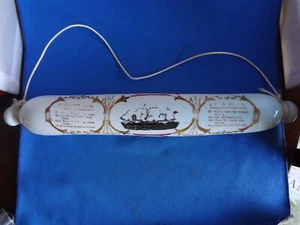 Antique Blown Milk Glass Rolling Pin Hand Painted "A Dear Friend" - Bild 1 von 7