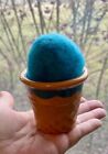 Ooak Needle Felted Artist Handicraft Handmade Wool Blue Teal Large Ice Cream