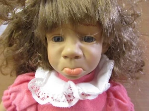 Vintage Spanish ARTESANIA BEATRIZ Ugly Sulking Baby Girl Doll 38cm - Picture 1 of 6