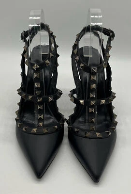 Zapatos de salón Valentino Rockstud de cuero negro con punta talla 38,5 Foto 1 de 4