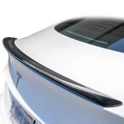 Gloss Black Carbon Fiber B Style Rear Trunk Spoiler Wing For 18-21 Tesla Model 3 - Image 1 of 4