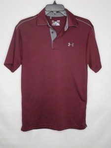 Under Armour Golf Polo Shirt Men Small Red Loose Fit Heat Gear Buttons Polyester
