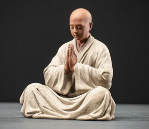 Chinese Ceramic Sculpture Monk Statue Buddha Buddhism Zen Figure Decoration - Picture 1 of 5