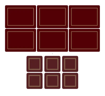 Pimpernel Classic Burgundy Placemats & Coasters - Set of 6 - Image 1 of 3
