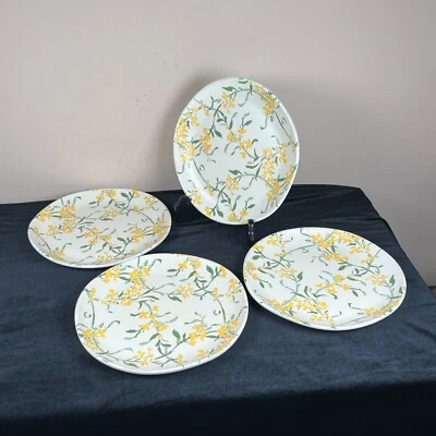 Juego de 4 platos de cena vintage de melamina de 11" con flores de forsitia Foto 1 de 4