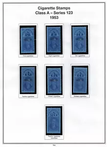 US 1953 CIGARETTE REVENUE STAMP COMPLETE COLLECTION IN HINGELESS MOUNTS - Picture 1 of 19