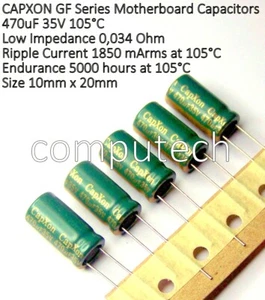 2 pezzi 470uf 35V 105°C Condensatore CAPXON GF VENT low ESR Lunga Vita 5000 Ore - Imagen 1 de 2