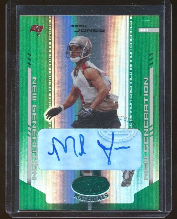 2004 Leaf Certified MARK JONES Mirror Emerald AUTO 3/5 RC #186 Bucs TENNESSEE - Image 1 of 3