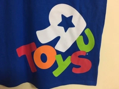 Toys R Us T-Shirt Blue Employee Uniform XL C'MON, LET'S PLAY + Lanyard Time Card - Image 1 of 4