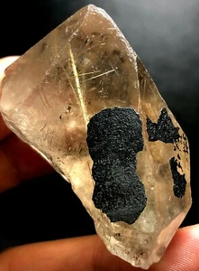 68g NATURAL Golden Hair Rutilated Lemurian Quartz Crystal Point U991 - Picture 1 of 8