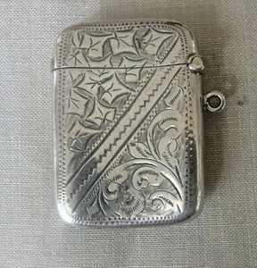 Vintage English Sterling Silver Engraved Hallmarked Match Safe/Vesta Pendant 33g - Picture 1 of 7