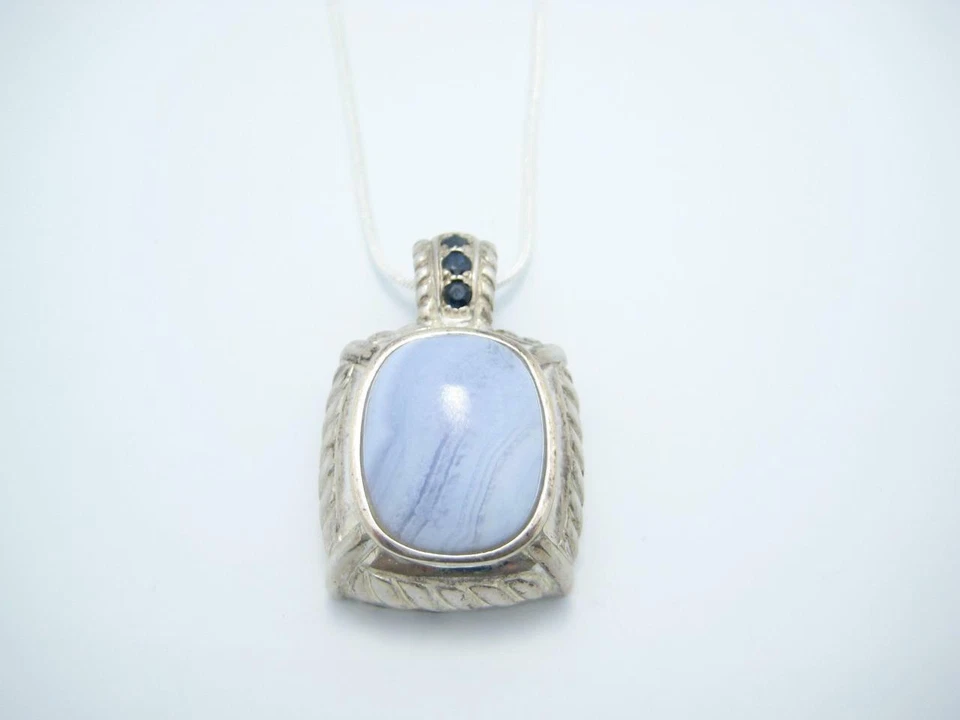 Collar potenciador colgante de zafiro ágata azul esterlina Judith Ripka 22" - A Foto 1 de 4