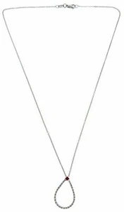 Zoccai pear shape diamond and ruby necklace in 18k white gold 17" - Picture 1 of 3