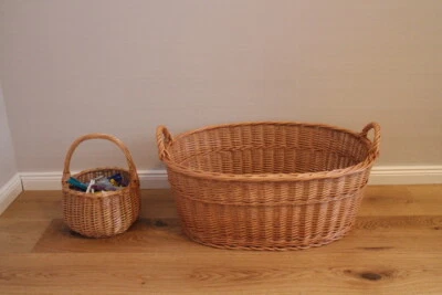 Wäschekorb inklusive Wäscheklammerkorb  Wäschesammler Weidenkorb Wäsche Weide - Bild 1 von 4