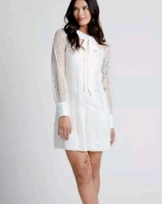 Modcloth Honeymoon Maven Shift Dress SZ Large Off White Lace - Image 1 of 4
