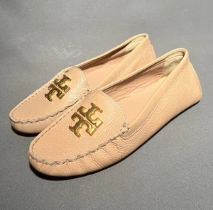 TORY BURCH Everly Driver Pink Moon Tumbled Calf Leather Women's Size 10.5 US NEW - Picture 1 of 13
