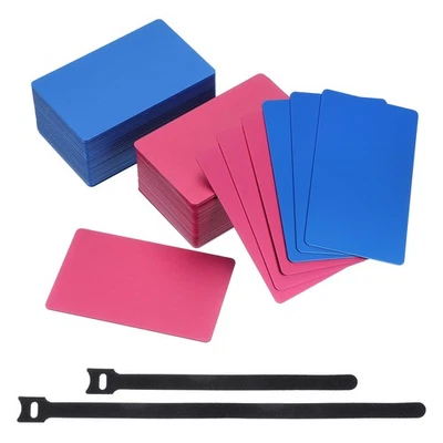 Metal Business Card 3.39 x 2.13 Inch Blank Aluminum Rose Red/Dark Blue 100 Pcs - Image 1 of 4