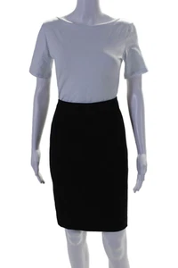 Reiss Womens Back Zip Side Slit Straight Pencil Skirt Wool Black Size 8 - Picture 1 of 6