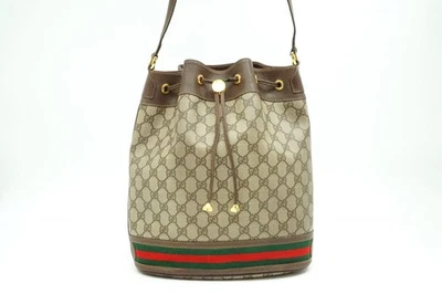 GUCCI Vintage GG Plus Drawstring Shoulder Bag Sherry Line Pvc Canvas Brown 4444h - Image 1 of 4