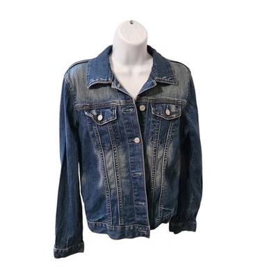 GAP Jacket Womens Medium Blue Denim Jean Trucker Button Front Pockets Classic - Image 1 of 4