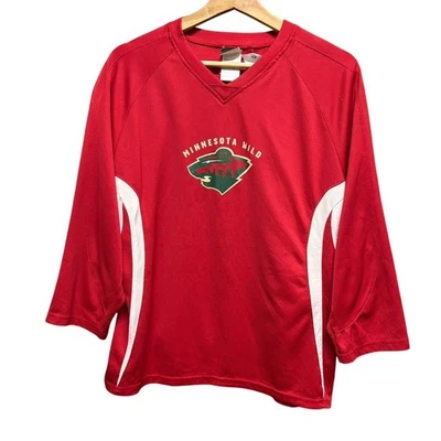 Red Minnesota Wild Jersey shirt size L long sleeve - Image 1 of 3