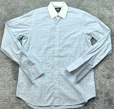 Savile Row Company Shirt Mens 16 Blue Check Contrast Collar Long Sleeve 41 cm - Image 1 of 4