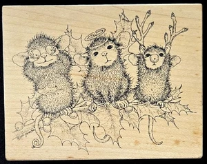 Stampa Rose Rubber Stamp House Mouse Christmas Cut-ups Holidays RARE - Picture 1 of 2