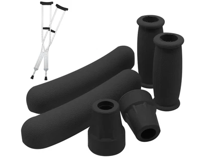 6pcs Crutch Pads Replacement Kit with Hand Grips & Tips for Aluminum Crutches - Image 1 of 4