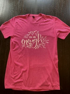 ANVIL Kurzarm T-Shirt Baumwolle Medium (dunkelrosa oder mauve) "YOU ARE enough" - Bild 1 von 1