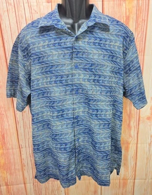 JHANE BARNES Mens Large Blue Short Sleeve Button-Up Shirt Japanese Fabric - Image 1 of 4