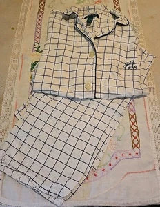 LAUREN RALPH LAUREN 2pc PAJAMA SET BLUE/WHITE STRIPED WOMEN'S SIZE SMALL - Picture 1 of 2