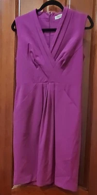 Vestido lápiz sin mangas CALVIN KLEIN talla 8 púrpura cruzado cuello en V con bolsillos Foto 1 de 4