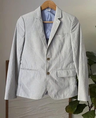 Boy's CREWCUTS Pinstripe Seersucker Thompson Blazer Jacket Sport Coat Size 12 - Image 1 of 3